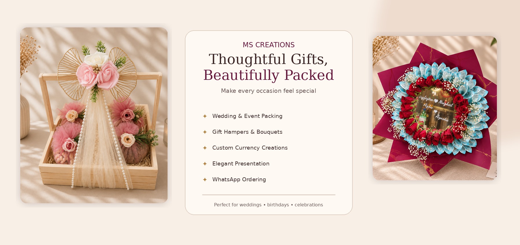 MS Creations featured gifting and wedding packing services